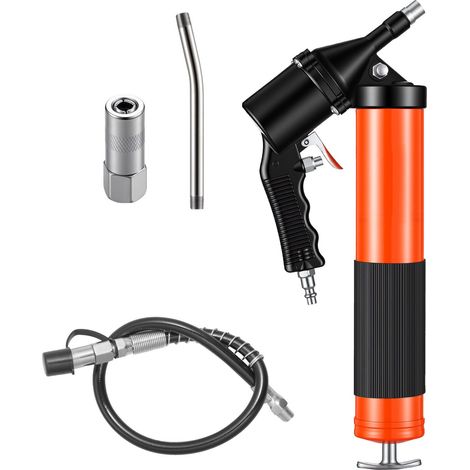 Pistolet à graisse haute pression 6000 PSI, kit robuste avec capacité 0,4 L, tuyau flexible 45,7 cm, rallonge rigide et 2 buses plates pour auto et marine. (1/5)