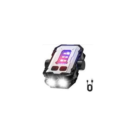 Mini torcia EDC con luce rossa e blu, potente LED, girevole, ricaricabile tramite USB-C, portatile e comoda (bianca) (1/5)