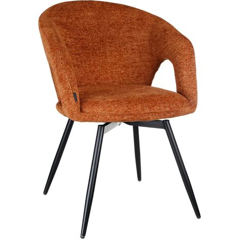 Chaise rotative 180° en tissu doux terracotta et pieds métal - ALEX (1/5)