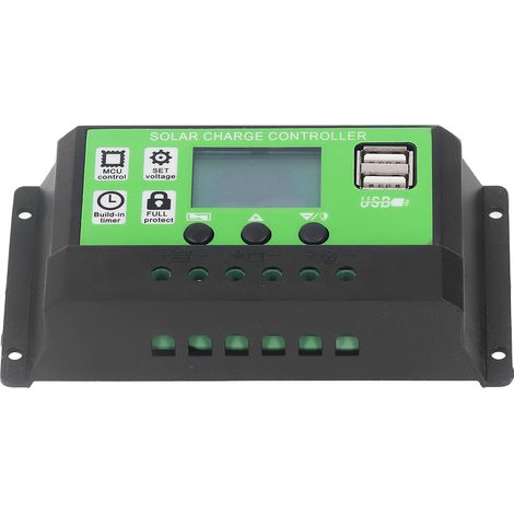 Intelligenter 10A Solarladeregler, einstellbare Parameter, adaptives 12V/24V Solarpanel, Batterieregler mit LCD-Bildschirm. (1/5)