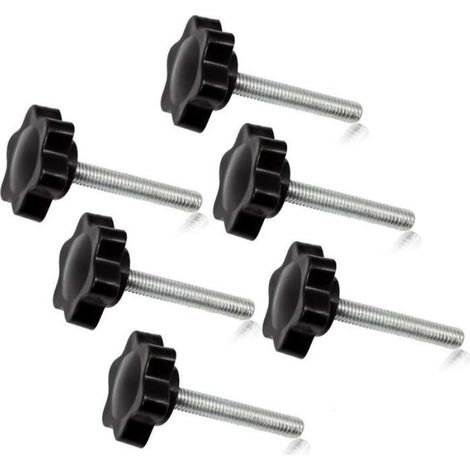 Vis Moletées M5 x 30 - Filetage Métrique M5 - Longueur 30 mm - Tête Hexagonale 25 mm - Acier Au Carbone - Lot De 6 (1/4)