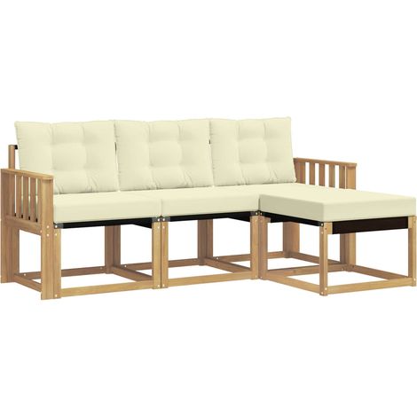 vidaXL Set di divani da esterno con cuscino 4 pcs Bianco e Crema