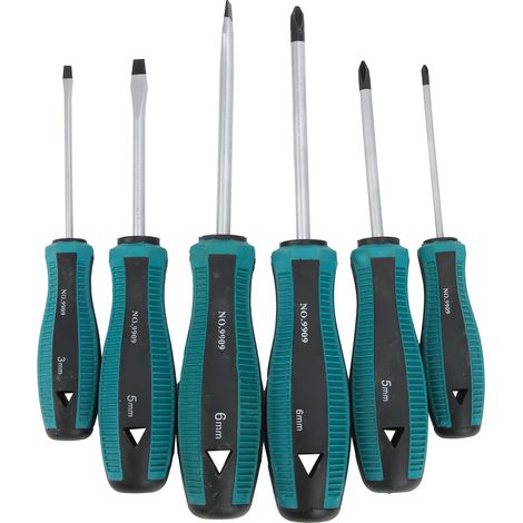 Jeu de 6 tournevis cruciformes et plats, embouts magnétiques, poignée antidérapante, coffret de rangement, haute dureté, outillage professionnel (1/5)