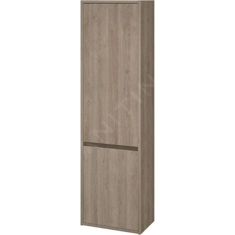 Cersanit Crea - Armoire haute 140x40x25 cm, 2 porte, charnières G/D, chêne S924-024 (1/2)
