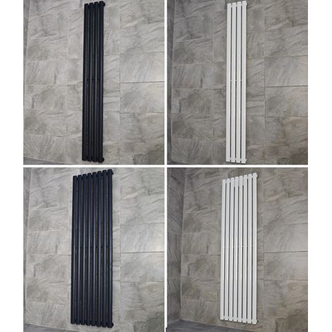 Designer Tall Vertical Radiators 4 or 8 Bars In White or Anthracite, Anthracite 4 Bar-No Valves (1/5)