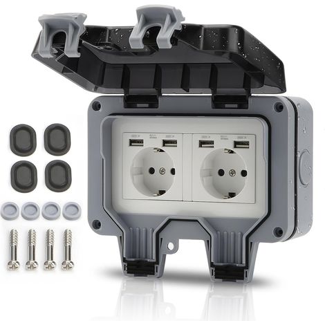 Prise IP66 étanche pour prise 2 USB pour extérieur et intérieur (1/5)