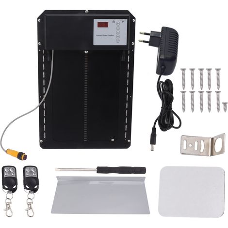 Poulailler automatique IP44 avec éclairage, capteur infrarouge anti-pincement, minuterie, détecteur de lumière, télécommande, ouvre-porte 100-240V prise UE (1/5)
