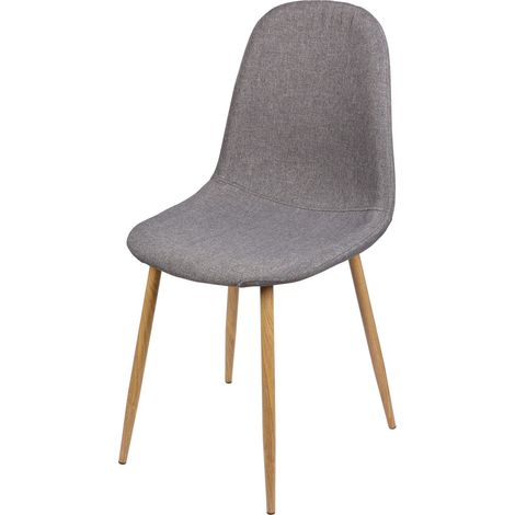 Lot de 4 chaises en tissu et pieds en métal effet bois OSLO