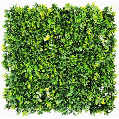 Agco – Lot de 5M² de mur végétal artificiel – Plaques de 1m² – Résistance au vent 150 km/h – 100% recyclable – Couleur vert, blanc, jaune