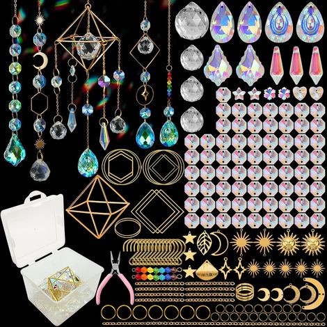 400 Pièces Kits de Fabrication de Attrape-Soleil,DIY Cristal Suncatchers,Pendentif Cristal à Suspendre Attrape-Lumière,pour décoration de fenêtre,décoration de jardin,avec crochet de suspension (1/5)
