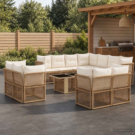 vidaXL Set Divano da Giardino 12 pz Beige polyrattan (1/5)
