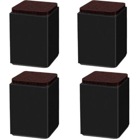 (Noir 10cm) 4PCS pieds de support de meuble, booster en acier carbone auto-adhésif, carré 6x6cm, pour canapé, lit, meuble TV, booster de meuble, hauteur 5cm/10cm, noir/blanc/marron (1/3)