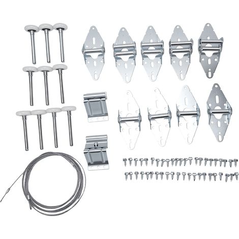 Kit de quincaillerie pour porte de Garage, 10 rouleaux en Nylon blanc de 2 pouces et 9 charnières avec supports, vis, câble métallique en acier pour rail (1/5)