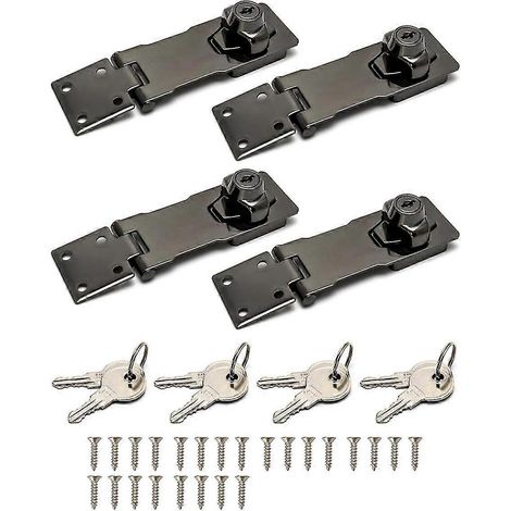 Verrous à moraillon à clé, lot de 4, bouton tournant de 10 cm, verrou de sécurité avec loquet à clé pour armoire. (1/5)