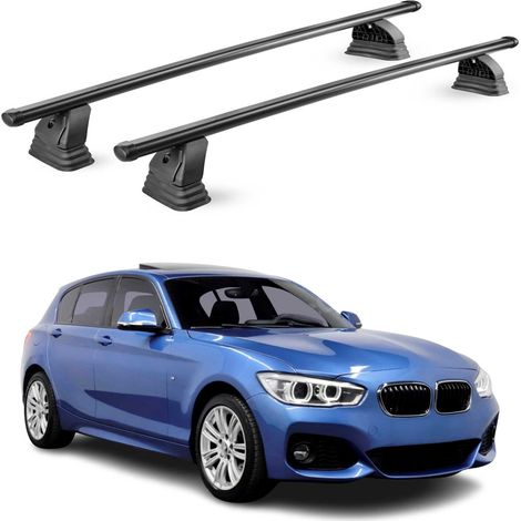 OMAC Stahl Dachträger Querträger Bmw 1er F20 F21 2012-2019 – TÜV / DIN 75302:2019 – Abschließbar – Max. 75 kg – 2 Stangen – Schwarz (1/5)