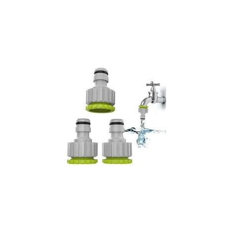 Connecteur de robinet 2 en 1, connecteur de robinet de jardin 1/2" et 3/4" pour l'irrigation du jardin, paquet de 3 - Crezuo (1/4)