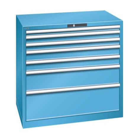 Schubladenschrank 54x36E H1000xB1023xT725mm 7Schubladen Vollauszug RAL5012 LISTA (1/5)