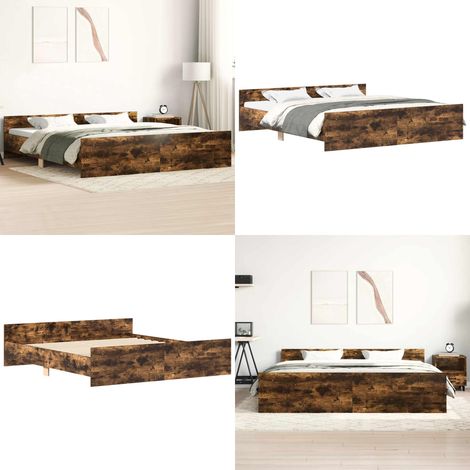 Bettgestell mit Kopf- und Fußteil Räuchereiche 160x200 cm - Holzbettfassungen - Massivholzbette - Doppelbett Gestell - Bettrahmen Braun - Bettgestell 160x200 - Home & Living (1/5)