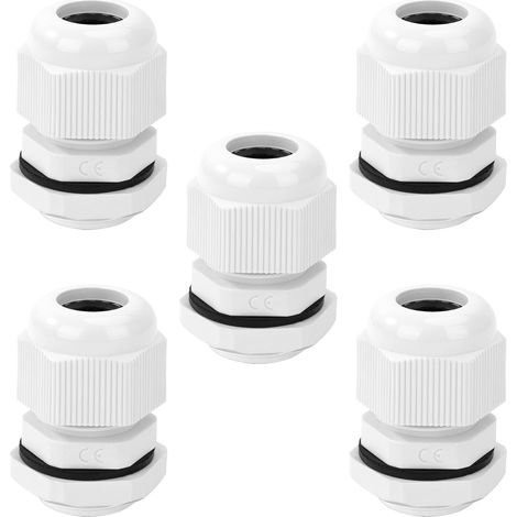 Presse étoupe Nylon M32 IP68 Etanche Glandes de Câble Réglable pour Maison Jardin Éclairage Extérieur Câble Blanc 5 Pièces (1/5)