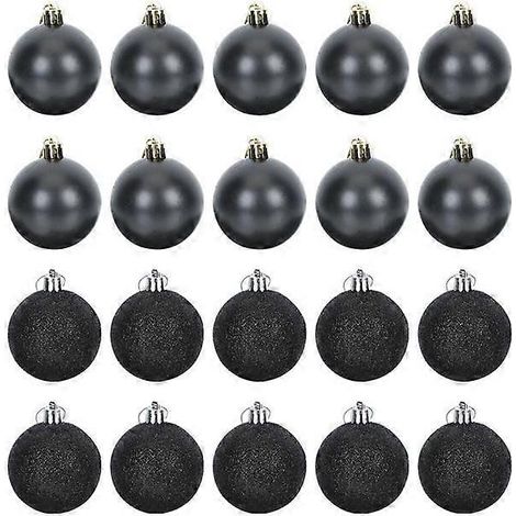 24 boules de Noël à suspendre au sapin, noires à paillettes, incassables, pour décorer les fêtes. (1/5)