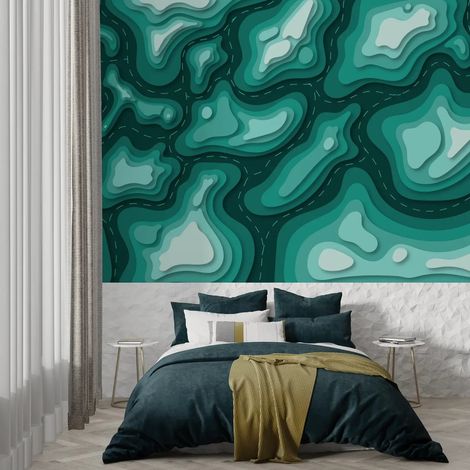 Papier Peint Géométrique - Reliefs Topographiques - 150 x 250 cm (1/2)