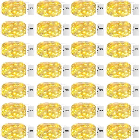 24 pièces guirlande led à pile, 2 m, 20 led, minuterie 6h/18h, étanche ip65, 3 modes, pour intérieur/extérieur, décoration fête noël mariage (1/5)