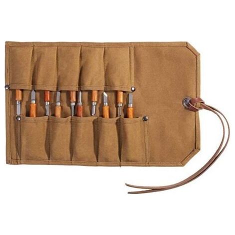 Sac à outils robuste en toile cirée, pochette enroulable pour ciseaux, marteaux, bricolage et réparations quotidiennes (kaki) (1/5)