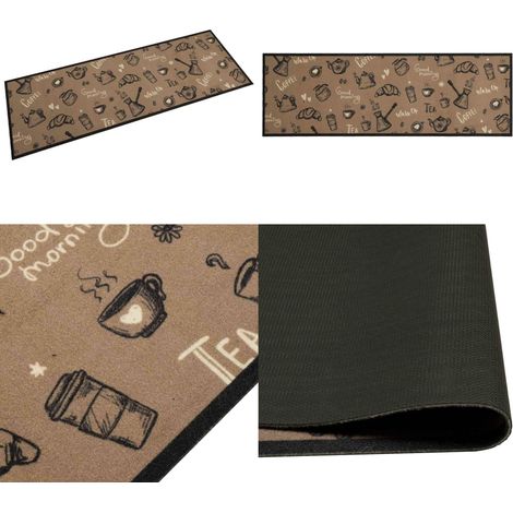 Küchenteppich Waschbar Morgen Braun 60x180 cm Samt - Küchenläufer - Samt - Rutschfest - Maschinenwäsche - Wohnzimmer - Home & Living (1/5)