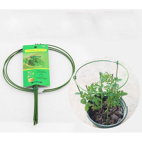 Support Pour Plantes - Anneau En Métal Vert - Hauteur 27 Cm - Diamètres Disponibles 14 18 20 22 Cm - Pour Pivoines Et Plantes Herbacées - 1 Pièce (1/5)