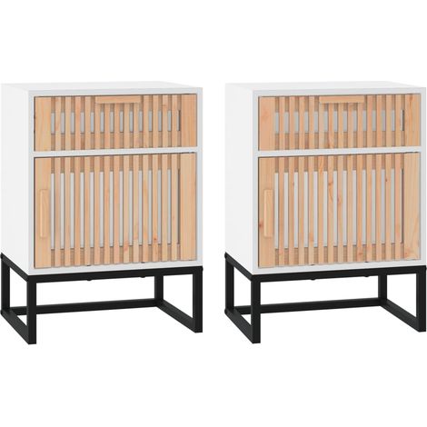 Bedside Cabinets 2 pcs White 40x30x55.5 cm Engineered Wood&Iron vidaXL