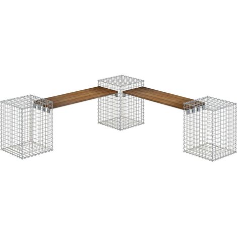 Gabiondeco - Banc de jardin 3 fourches spiralà©es CUMARU. longueur 205 cm. hauteur 60 cm. profondeur 37 cm. MW 5 x 5 cm - Made in Germany (1/3)