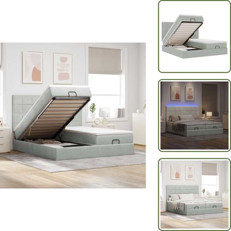 Stoccaggio sotto il letto - vidaXL Struttura Letto Pouf con Materassi 160x200 cm in Velluto - Coprimaterasso lavabile