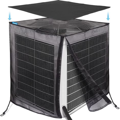 Cache de protection pour unité extérieure de climatisation 28×28×32 pouces – housse filet anti-débris – protection saisonnière