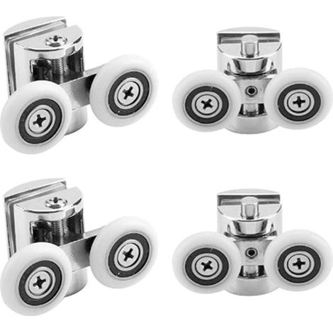 Set mit 4 Doppelrollen – für Duschschiebetür, 2 Räder, 23 mm Durchmesser, Zinklegierung, Badezimmer (1/4)