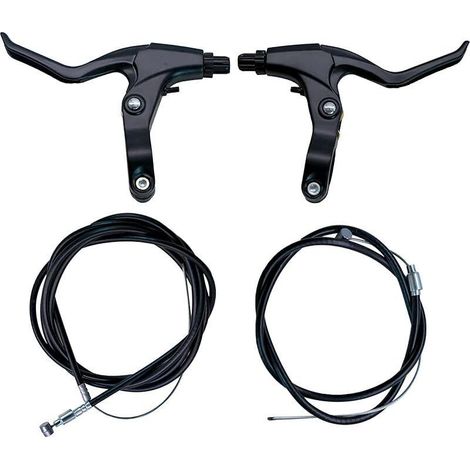 Kit de manetas de freno de aluminio para bicicleta (2 manetas) con cables, compatible con frenos V-Brake y frenos de disco mecánicos, manillares de 22 mm para bicicletas BMX y urbanas infantiles. (1/4)