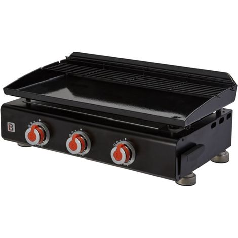 Brasero – Plancha à gaz 3 feux – Plaque fonte émaillée 6 mm – Puissance 7,5 kW – Surface de cuisson 67 x 34 cm – Pour 10 convives – Fabriquée en France