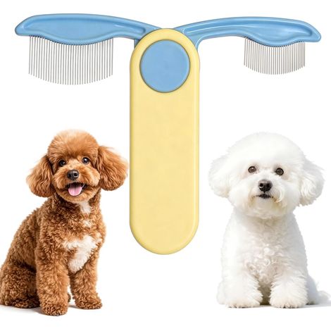 Peigne professionnel pour les yeux des animaux – Outil de toilettage pliable en acier inoxydable pour éliminer les traces de larmes (chiens et chats) – Doux, avec embouts arrondis (1/5)