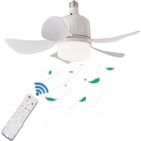 Ventilateur de plafond LED avec éclairage E27 et télécommande pour variation d'intensité, 85-265V-- (1/5)