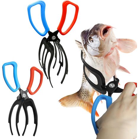 Pince de pêche en 2 parties, pinces métalliques améliorées à 3 griffes et pinces antidérapantes à 2 griffes pour la pêche, permettant de contrôler la prise pour attraper le poisson (2 modèles) (1/5)