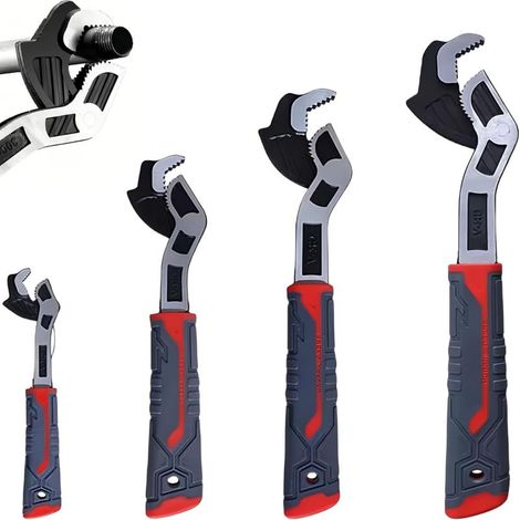 4-teiliges Set, selbstsichernder Universalschlüssel, multifunktionaler Badschlüssel mit flexibler Spitze, Maulschlüssel mit großem Durchmesser, bewegliches Schraubenschlüssel-Werkzeug