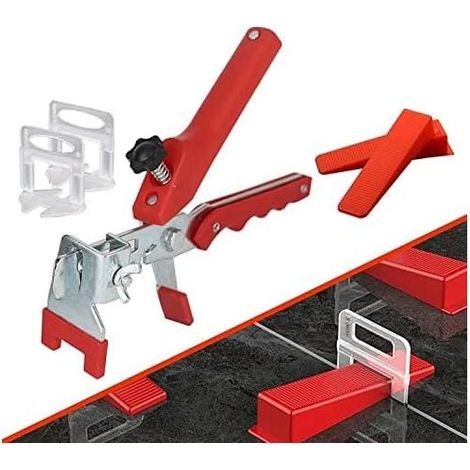 Kit de Nivellement pour Carrelage avec 1 Pince, 400 Clips(2 mm), 100 pièces Cales réutilisables Ensemble,Système de nivellement pour carrelage de Carreaux (1/5)