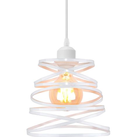 Vintage-Kronleuchter aus Metall im Kaskaden-Spiraldesign, E27 Retro-Pendelleuchte (20 cm, Weiß) (1/5)