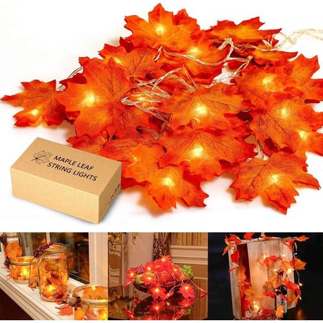 Guirnalda De Hojas De Arce Con Luces Led - 20 Luces - 2 M - Para Interior Y Exterior - 1 Unidad (1/5)