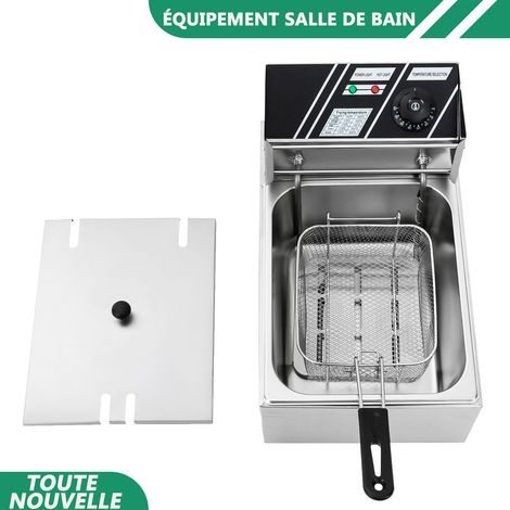 WAOBDLA Friseur commercial de grande capacité 6L 2500W Machine de friture électrique en acier inoxydable 60-200°C/140-392°F (1/5)