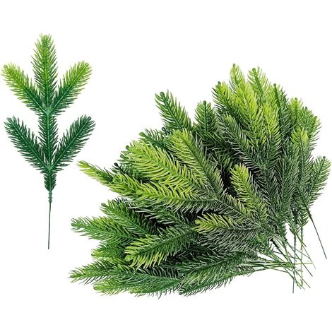 30 Pièces Branches De Sapin Décoratives Branches de Pin Artificielles de Noël Vert Branches d'arbre de Pin en Plastique Branches de Pin Artificiel Plantes pour Embellissement de Noël et Maison (1/5)