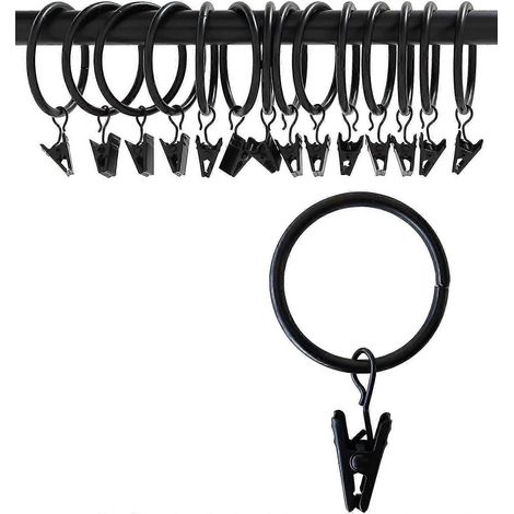 Pinces à rideaux avec anneaux 50 mm, lot de 16 - Acier inoxydable mat antirouille (1/5)