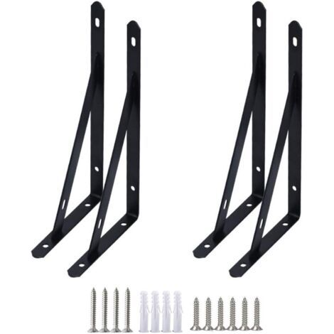 4 Pièces Supports D'étagère, Support D'étagère Support Mural,Supports D'étagère Robustes Triangle, Cadre de Support de Support D'étagère Mural à Angle de 90 Degrés, 250 x 155 mm, avec Vis (1/5)