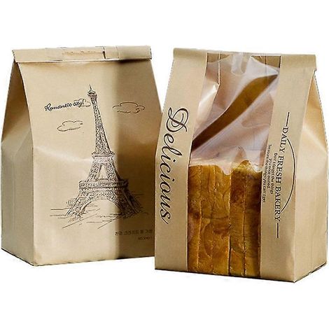 Baked pain rangement sac papier sac à pain Package sac avec transparent Front Window (1/5)