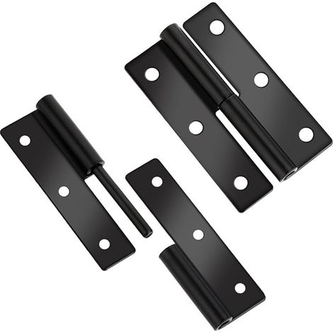 Set di 4 cerniere rotonde per porte, nero opaco, 6,3 cm, in acciaio inox, rimovibili, antiruggine, silenziose e robuste. (1/2)