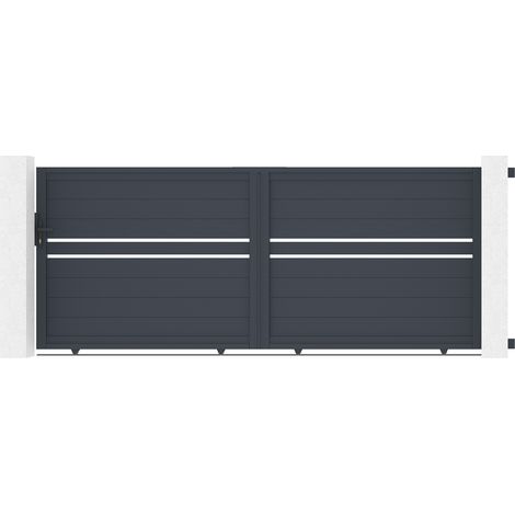 Portail coulissant 3,5m CIMONE H.140 aluminium gris (1/5)